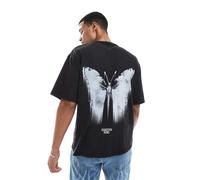 Redefined Rebel - T-shirt oversize nero slavato con stampa sul retro S