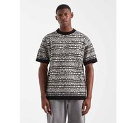 Redefined Rebel - T-shirt squadrata oversize in maglia bianca e nera all'uncinetto-Multicolore M