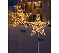 Redefun Luci Natalizie Solari 2 Pezzi Stella di Natale Luminosa, Decorazioni Natalizie per Esterno a Forma di Stella IP65 Impermeabile Lampade Solari da Giardino per Cortile Prato Decorazione