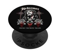 Redentore Gesù Croce Gotica Rose Sacro Cuore Giovanni 14:6 PopSockets PopGrip Adesivo