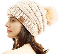 REDESS Cappello Invernale da Donna con Pom Pom Beanie Caldo Foderato in Pile Spesso Slouchy Snow Knit Chunky Baggy Skull Berretto da Sci