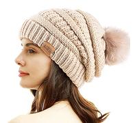 REDESS Cappello Invernale da Donna con Pom Pom Beanie Caldo Foderato in Pile Spesso Slouchy Snow Knit Chunky Baggy Skull Berretto da Sci