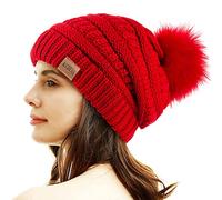 REDESS Cappello Invernale da Donna con Pom Pom Beanie Caldo Foderato in Pile Spesso Slouchy Snow Knit Chunky Baggy Skull Berretto da Sci