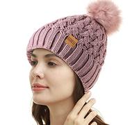 REDESS Cappello Invernale da Donna con Pompon con Pompon Cappelli Caldi Foderati in Pile, Berretto Incrociato in Maglia di Neve Spessa e Morbida per Le Signore