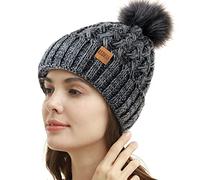 REDESS Cappello Invernale da Donna con Pompon con Pompon Cappelli Caldi Foderati in Pile, Berretto Incrociato in Maglia di Neve Spessa e Morbida per Le Signore