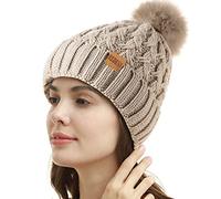 REDESS Cappello Invernale da Donna con Pompon con Pompon Cappelli Caldi Foderati in Pile, Berretto Incrociato in Maglia di Neve Spessa e Morbida per Le Signore
