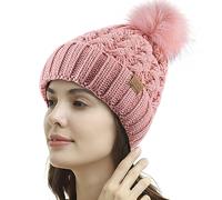 REDESS Cappello Invernale da Donna con Pompon con Pompon Cappelli Caldi Foderati in Pile, Berretto Incrociato in Maglia di Neve Spessa e Morbida per Le Signore