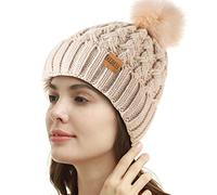 REDESS Cappello Invernale da Donna con Pompon con Pompon Cappelli Caldi Foderati in Pile, Berretto Incrociato in Maglia di Neve Spessa e Morbida per Le Signore