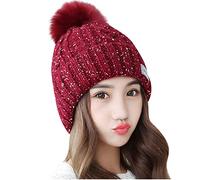 REDESS Cappello Invernale da Donna con Pompon con Pompon Cappelli Caldi Foderati in Pile, Berretto Incrociato in Maglia di Neve Spessa e Morbida per Le Signore