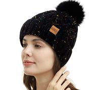 REDESS Cappello Invernale da Donna con Pompon con Pompon Cappelli Caldi Foderati in Pile, Berretto Incrociato in Maglia di Neve Spessa e Morbida per Le Signore