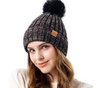 REDESS Donna Inverno Cappello a Maglia Beanie Caldo Pile Foderato con Pompom cap Spesso Slouchy Neve Maglia Cranio Ski cap