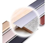 REDEXI Profilo di Transizione in Alluminio Striscia di Soglia A T, Nero Striscia di Transizione Bordo della Porta, Strisce di Copertura del Pavimento per Laminato(Silver,W33mm)