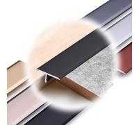 REDEXI Profilo di Transizione in Alluminio Striscia di Soglia A T, Nero Striscia di Transizione Bordo della Porta, Strisce di Copertura del Pavimento per Laminato(Black,W20mm)