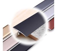 REDEXI Profilo di Transizione in Alluminio Striscia di Soglia A T, Nero Striscia di Transizione Bordo della Porta, Strisce di Copertura del Pavimento per Laminato(Black,W40mm)