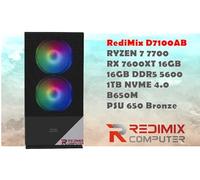 Redimix Computer D7100AB - Gaming M-ATX- RYZEN 7 7700- B650M- RX 7600XT 16GB- 16GB DDR5 5600MHZ- 1TB SSD NVME 4.0-650W Bronze