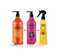 Redist Argan Shampoo 500 ml + crema per capelli Avocado 500 ml + balsamo a 2 fasi Leave-In Conditioner Spray overdose 400 ml - Anti crespo, Riparazione e Umidità - Per capelli secchi e danneggiati