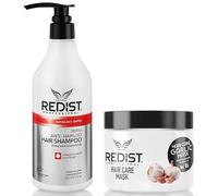 Redist Shampoo anti-perdita di capelli 500 ml e maschera per capelli all'aglio 475 ml - contro la caduta dei capelli, per capelli più forti e più densi - Ripara i danni e idrata - Per capelli secchi e