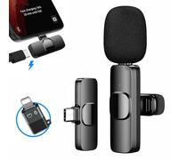 Reditainer Micrófono de Solapa Inalámbrico Plug&Play para iPhone/iOS/Android, Microfono Inalambrico para Youtube, Facebook, Twitter, TIK Tok Video y transmisión en Vivo. (Viene con un adaptador)