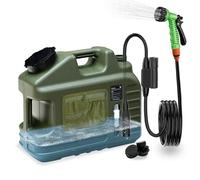 RedJuslink Doccia portatile da campeggio con brocca d'acqua da 5 galloni, pompa ricaricabile elettrica impermeabile IPX7, soffione doccia a 7 modalità, contenitore in HDPE resistente per escursioni