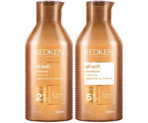 Redken All Soft Shampoo and Conditioner Routine for Dry, Brittle Hair 500ml