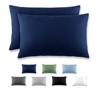 REDKEY Coppia di Federe 40 x 60 cm, Set di 2 Tessuti per Cuscino Letto, con Coperchio Ribaltabile (senza Cerniera), 100% Microfibra è morbida e traspirante，Blu scuro