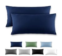 REDKEY Coppia di Federe 40 x 80 cm, Set di 2 Tessuti per Cuscino Letto, con Coperchio Ribaltabile (senza Cerniera), 100% Microfibra è morbida e traspirante，Blu scuro
