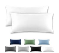 REDKEY Coppia di Federe 40 x 80 cm, Set di 2 Tessuti per Cuscino Letto, con Coperchio Ribaltabile (senza Cerniera), 100% Microfibra è morbida e traspirante，Bianco