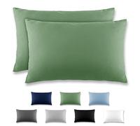 REDKEY Coppia di Federe 50 x 70 cm, Set di 2 Tessuti per Cuscino Letto, con Coperchio Ribaltabile (senza Cerniera), 100% Microfibra è morbida e traspirante，Erba verde