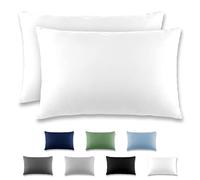 REDKEY Coppia di Federe 50 x 80 cm, Set di 2 Tessuti per Cuscino Letto, con Coperchio Ribaltabile (senza Cerniera), 100% Microfibra è morbida e traspirante，Bianco