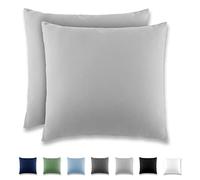 REDKEY Coppia di Federe 80 x 80 cm, Set di 2 Tessuti per Cuscino Letto, con Coperchio Ribaltabile (senza Cerniera), 100% Microfibra è morbida e traspirante，Grigio chiaro