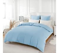 REDKEY Copripiumino Matrimoniale in Microfibra,Set Completo Copripiumino Matrimoniale con 2 Federe Cuscini Letto 260x220 cm + 2 Federe 80x80 cm Cielo blu