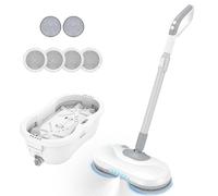 Redkey M1 Mocio Elettrica con Secchio Autopulente, Mocio Elettrico Senza Fili con Luce LED e Spruzzo D'acqua con un solo Clic, Autonomia di 60 Minuti, per Pavimenti in Legno Duro/Piastrelle e, 6 Pad