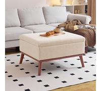 Redlife Grande ottomana con portaoggetti,pouf contenitore rettangolare,ottomana portaoggetti,tavolino da caffè grande con piano di appoggio,gambe alte in legno per soggiorno,camera da letto