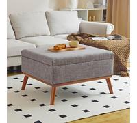 Redlife Grande ottomana con portaoggetti,pouf contenitore rettangolare,ottomana portaoggetti,tavolino da caffè grande con piano di appoggio,gambe alte in legno per soggiorno,camera da letto