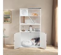 Redlife Recinto per mobili per lettiera per gatti, 4 livelli, tiragraffi, mobiletto per gatti nascosto, con spazio di archiviazione e tiragraffi, appartamento per gatti MOBILI PER GATTI INTEGRATI Ques