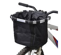 Redlution Cestino anteriore in tela rimovibile per bicicletta, borsa per animali domestici, telaio in lega di alluminio, colore nero