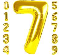 Redmarket® Palloncini di compleanno, realizzati in UE, 100 cm, globo numero 7, colore oro
