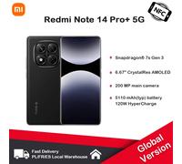 Redmi Note 14 Pro + 5G Smartphone versione globale NFC Snapdragon 7s Gen 3 fotocamera posteriore 200 MP 120 W HyperCharge IP68 Midnight Black