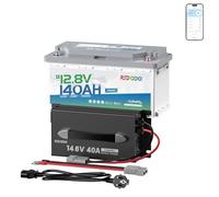 Redodo 12V 140Ah H190 Bluetooth LiFePO4 Batteria con 14,6V 40A Caricabatterie, Durata 10 Anni, BMS 150A e Monitoraggio Bluetooth, Ideale per Camper, Impianti Solari, Imbarcazioni, Barche