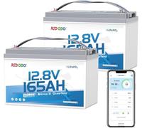 Redodo 12V 165Ah Group31(2 Pezzi) Batteria LiFePO4 con Bluetooth per Camper | BMS 165A, 2112Wh, Basse Temperature, IP65 Impermeabile, 4000 Cicli, Max 4P4S Adatta Anche per Trolling Motor, Sistemi Solari