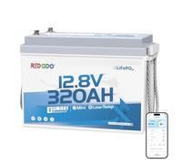 Redodo 12V 320Ah Batteria LiFePO4 con Bluetooth, Batteria Litio 190mm Larghezza Progettata per Spazio Sotto i Sedili, BMS 200A, Autonomia 4,096Wh per Camper/Barca/Casa off-Grid/Emergenze Domestiche