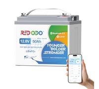Redodo Batteria Litio 12,8V 50Ah Bluetooth,Batterie Lifepo4 Protezione a Bassa Temperatura,Leggera e Portatile,640Wh,Ciclo Profondo 15000+ Cicli,Perfetta per RV,Trolling Motor,Solare,Barca,Marina