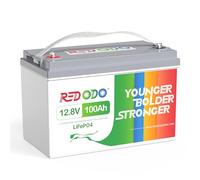 Redodo Batteria Litio 12V 100Ah,Batteria LiFePO4 con BMS 100A,1280Wh,Più 101% Energia Utilizzabile,10 Anni di Durata,15000 Cicli,Batteria 100Ah per Caravan/Camper/Barche/Off-Grid/Sistemi Solare