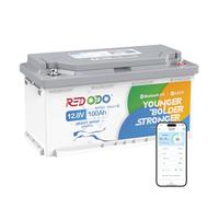 Redodo Batteria Litio 12V 100Ah H190, Alt. 189mm Ideale Sotto Sedili Camper | BMS 100A, 1280Wh, Bluetooth, Basse Temperature, IP65 Impermeabile, 4000 Cicli, 10 Anni Durata Progettata per Camper Europei