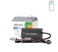 Redodo Bluetooth Batteria Litio 12V 50Ah con 12V 10A Caricabatterie per Motore Elettrico Protezione da Basse Temperature Leggera e Portatile Perfetta per Imbarcazioni Impianti Solari Campeggio