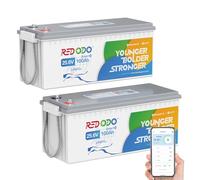 Redodo Bluetooth Batteria Litio 24V 100Ah（2 Pack),Batterie Lifepo4 con Protezione a Bassa Temperatura, BMS 100A, 2560Wh, Ricaricabile, Perfetta Batteria di Ricambio al Piombo per Camper, RV, Caravan