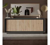 REDÒKASA Madia 4 Ante Linea SKY L 207 Cm x H 80 Cm x P 50 Cm, realizzata in legno 100% MADE IN ITALY, design moderno per cucina, sala da pranzo, soggiorno (Lava/Caditz)