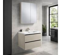 REDÒKASA Mobile Bagno Sospeso 60/80/100 cm PEONIA in alluminio con 2 cassetti, specchio contenitore a 2 ante, lavabo in ceramica (L 60 x P 47,5 x H 48)