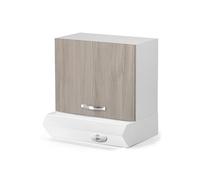 REDÒKASA Pensile per cucina componibile da 60 cm con un'anta, realizzata in legno 100% MADE IN ITALY disponibile con/senza Cappa (Cappa Bianca, Olmo)