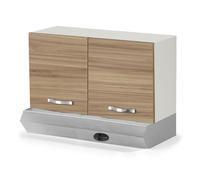 REDÒKASA Pensile per cucina componibile da 90 cm con due ante linea MAKA, realizzato in legno 100% MADE IN ITALY disponibile con o senza cappa (Con Cappa Inox, Noce)